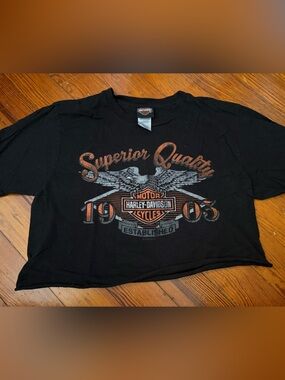 Harley-Davidson Black Tee with Orange Logo Accent